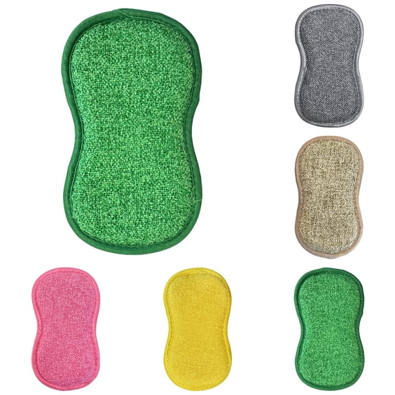 SureDealz 5PCS Microfiber Kitchen Scrub Sponges, Dual Side Reusable Scouring Pads, Multipack Random Color
