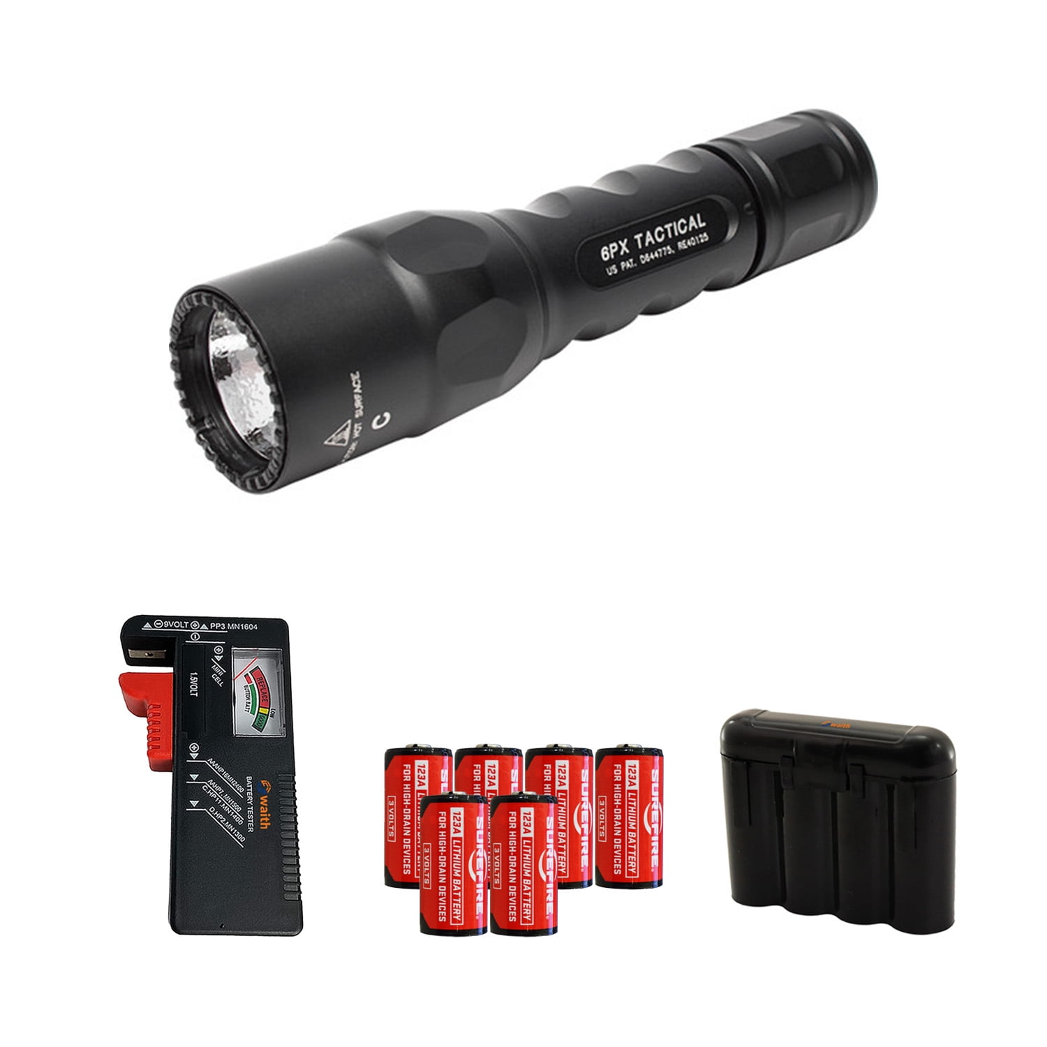 ライト/ランタン SUREFIRE - SUREFIRE  6PX TACTICAL SureFire 6PX Tactical LED Flashlight, Black, Batteries/Tester