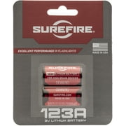 SureFire CR123A Lithium Battery, 3V with 10-Year Shelf-Life, High Performance , 2 Pack.