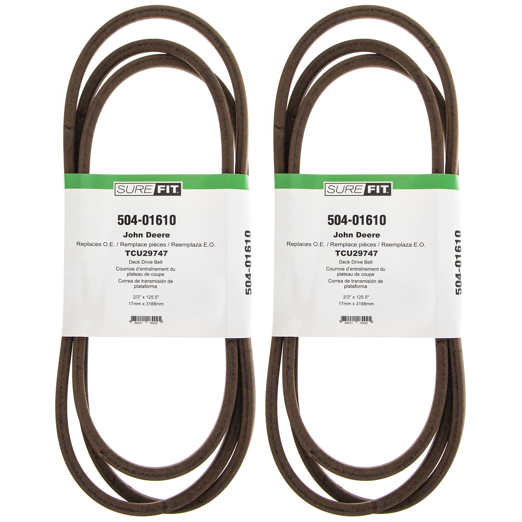 SureFit 48" Deck Drive Belts Replacement for John Deere TCU29747 WH48A
