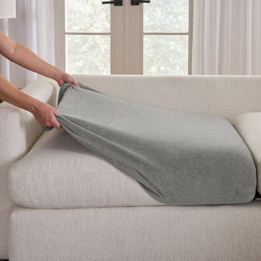 SureFit  Cedar Stretch Textured Sectional Slipcover Extra Long Couch Cushion - 80x48x8 Gray