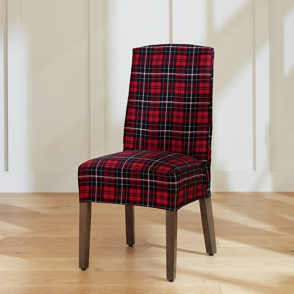 SureFit  Cotton Duck Short Dining Room Chair Covers, Set of 2 - 18x29 Plaid