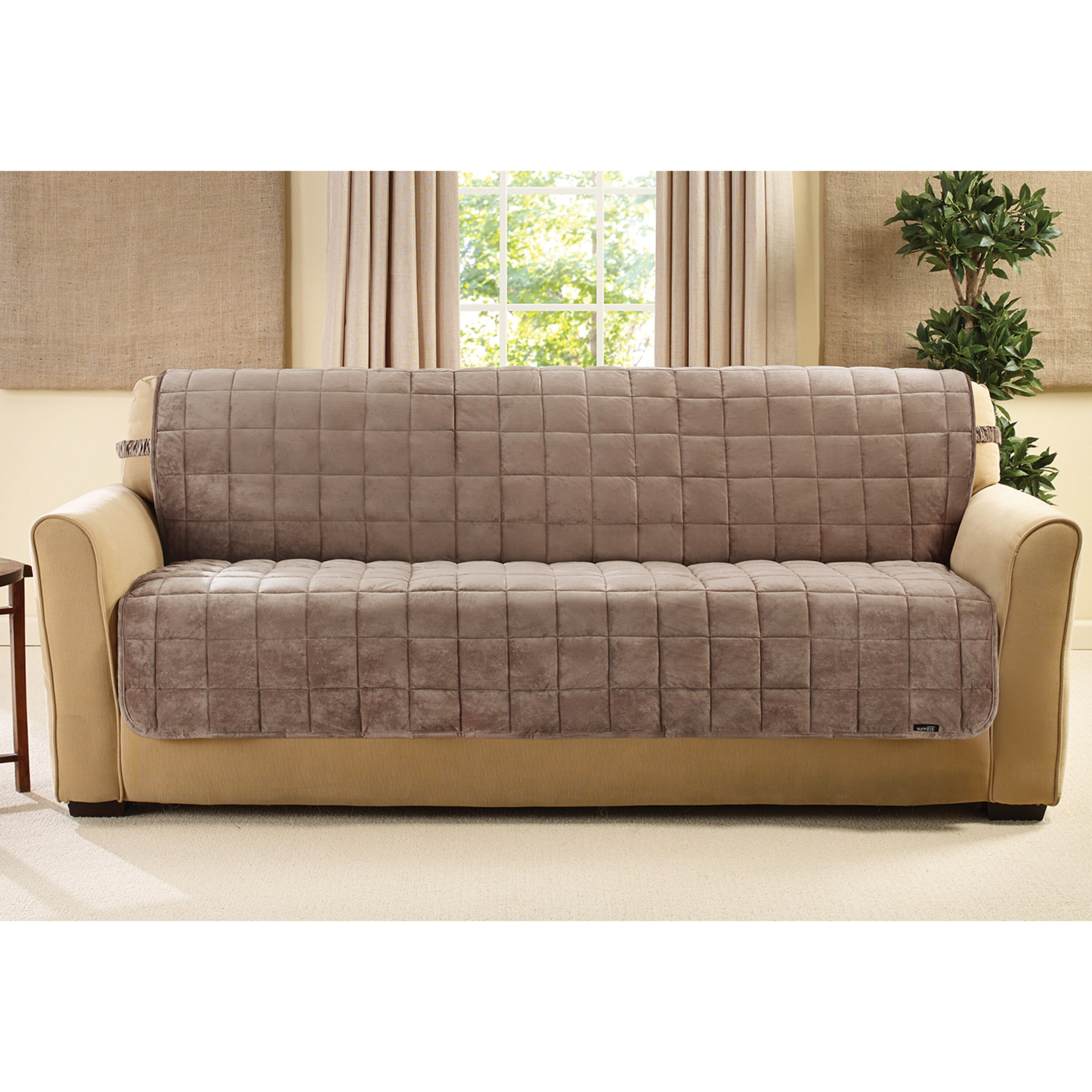 SureFit Deluxe Pet Armless Sofa Furniture Cover Sable