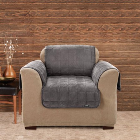 SureFit Deluxe Pet, Odor Control, Chair Furniture Cover in Dark Gray
