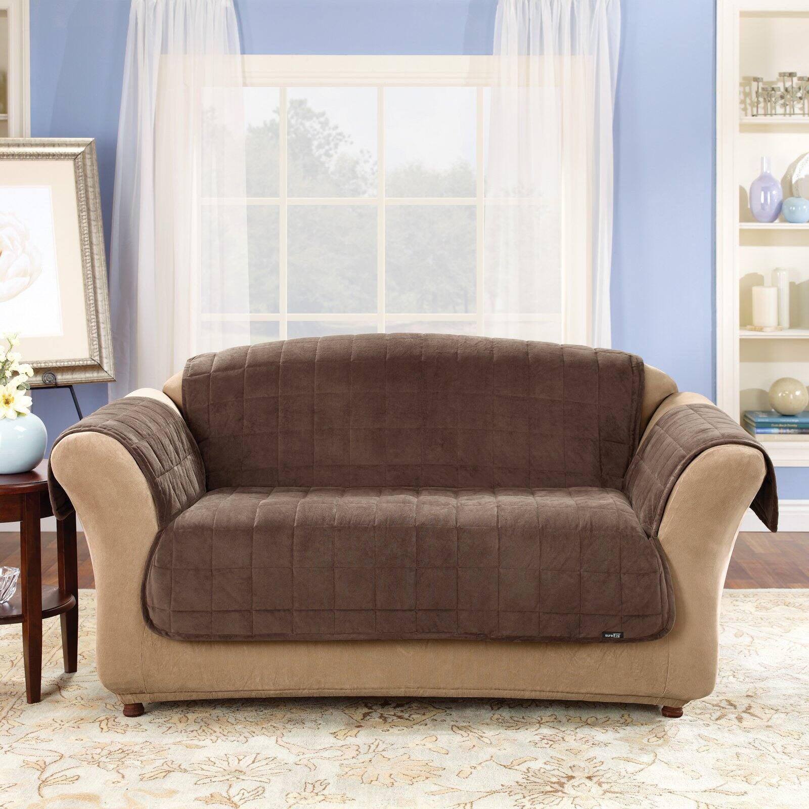 SureFit Deluxe Pet, Odor Control, Sofa Furniture Cover in Chocolate