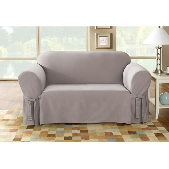 SureFit Duck 1 Piece Loveseat Slipcover in Gray