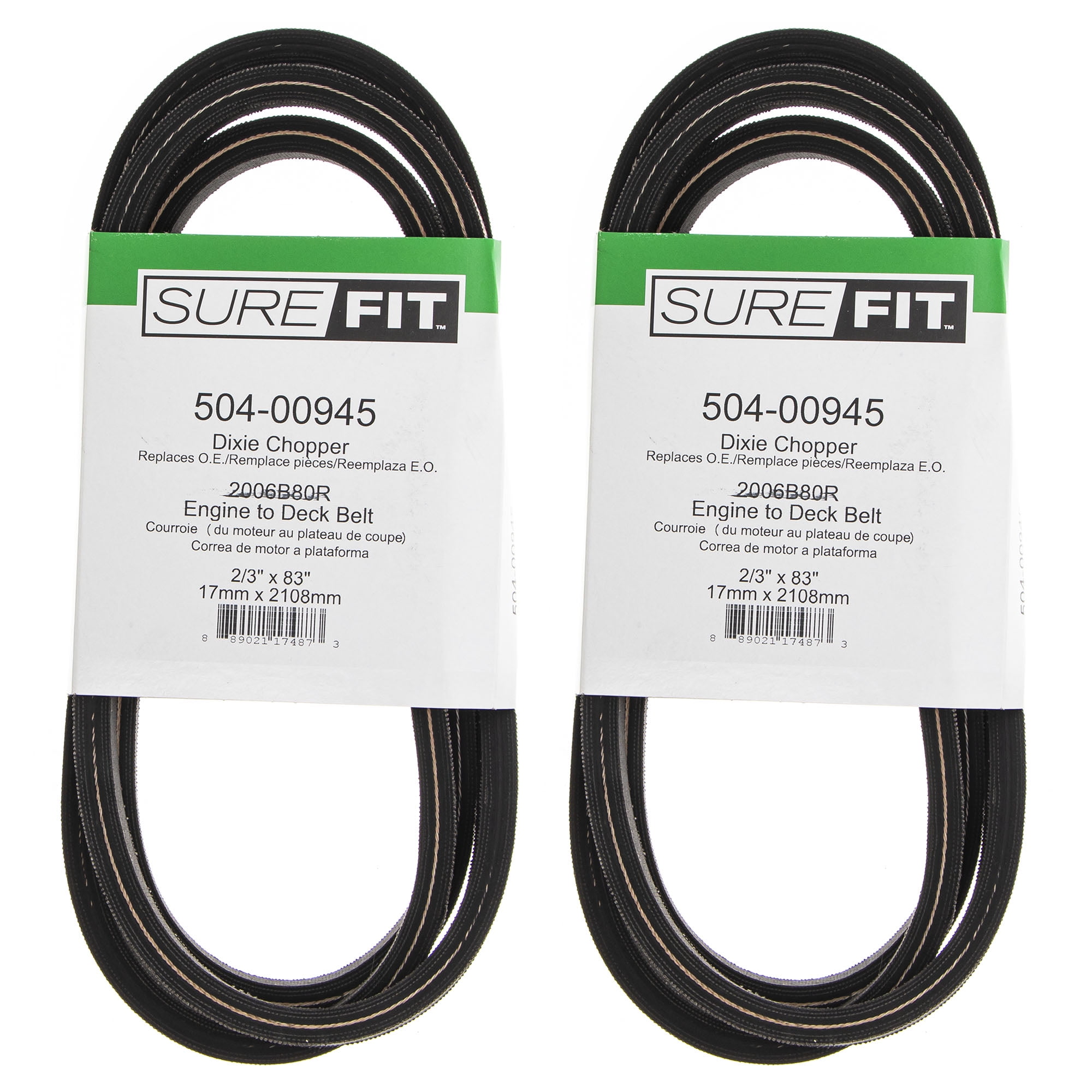 SureFit Engine Deck Drive Belt 2006B80R Dixie Chopper 34" Deck Silver