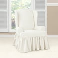 thumbnail image 1 of SureFit Essential Twill Wingback Chair Slipcover, Cotton Wing Chair Cover with Ruffled Skirt, White, 1 of 2