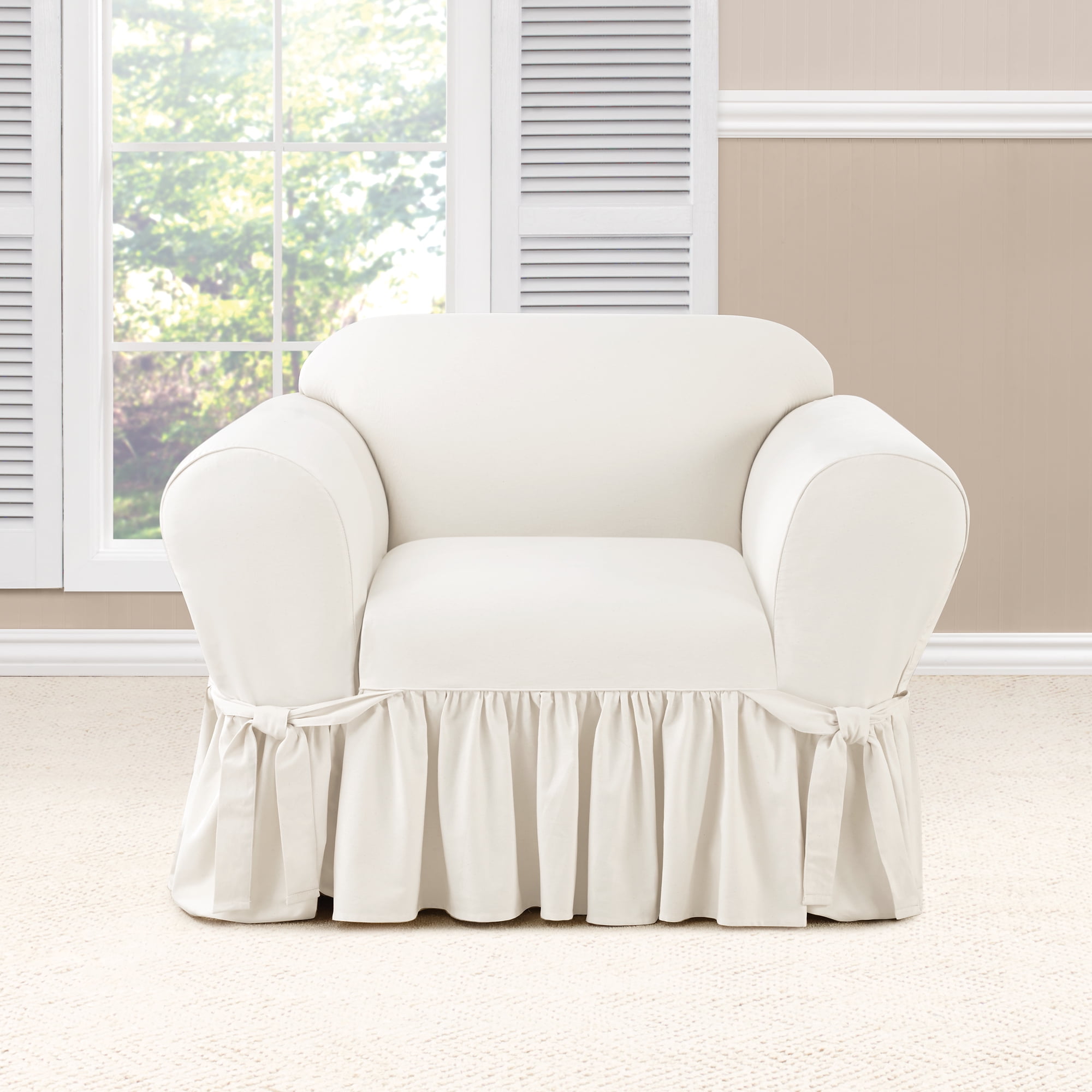 SureFit Essential Twill Chair Slipcovers, Cotton Solid Chair Cover with