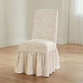 thumbnail image 1 of SureFit Essential Twill Dining Chair Slipcover, Cotton Printed Dining Chair Cover with Ruffled Skirt, Neutral Floral, 1 of 5