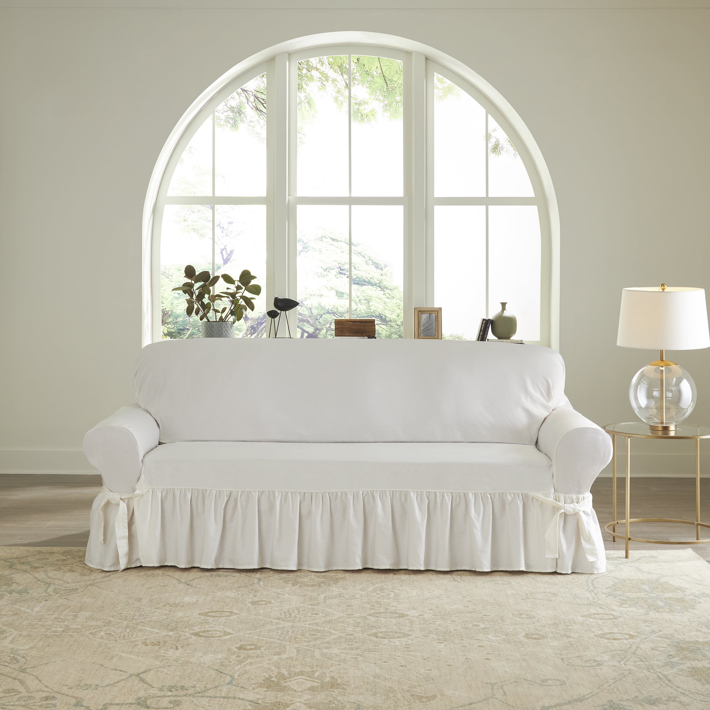 SureFit Essential Twill Sofa Slipcovers, Cotton Solid Sofa Cover with