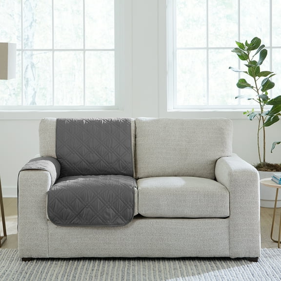 SureFit Gemma Corner Sectional Sofa Cover Furniture Protector, Waterproof Pet Protector Furniture Covers, Gray