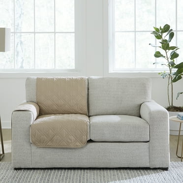 SureFit  Gemma Corner Sectional Sofa Cover Furniture Protector, Waterproof Pet Protector Furniture Covers Taupe