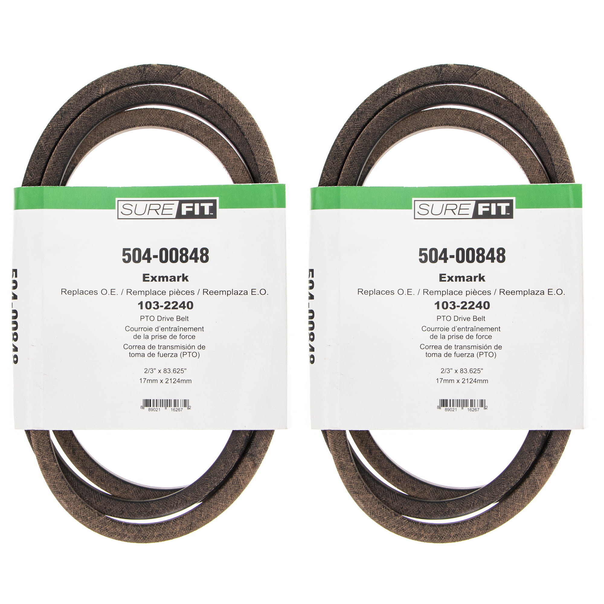 SureFit PTO Drive Belt Exmark 1032240 Turf Tracer Hydro WalkBehind 2PK
