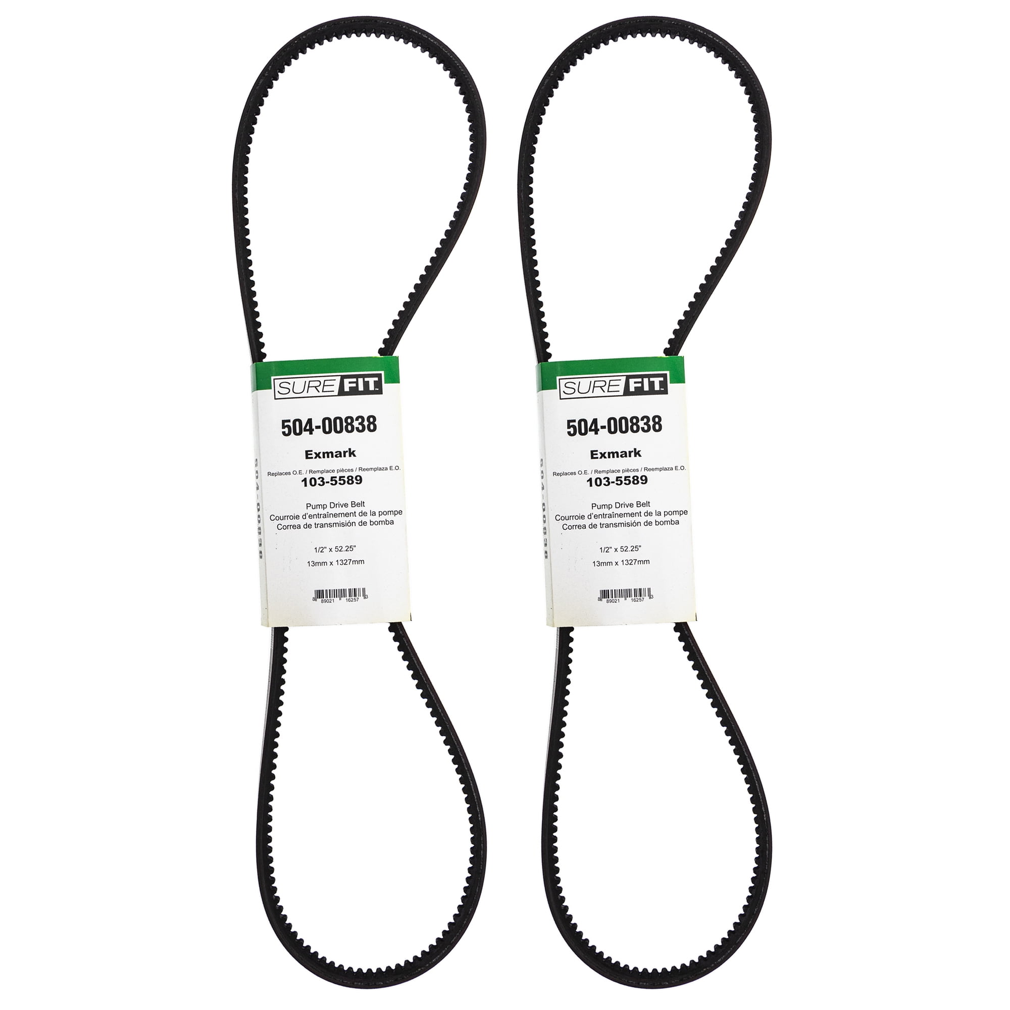 SureFit Pump Drive Belt Exmark 1035589 1653416 Lazer Z HP 52" Deck Mowers 2PK