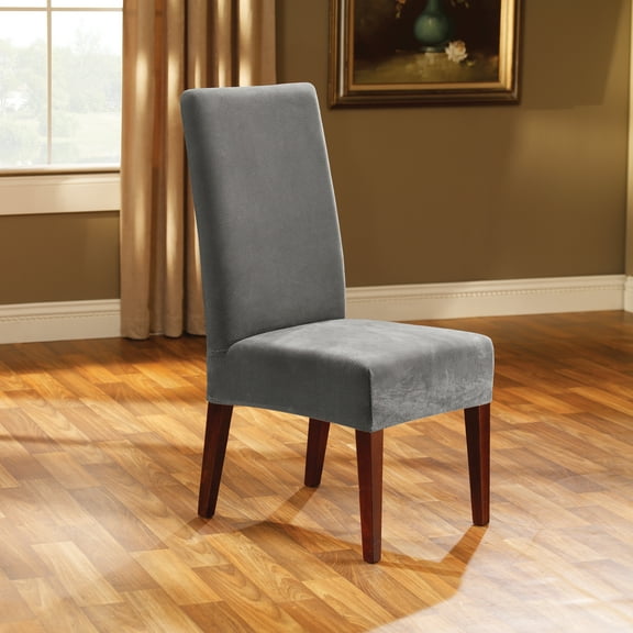 SureFit Stretch Metro One-Piece Dining Chair Slipcover with Elastic Hem Dining Chair Gray