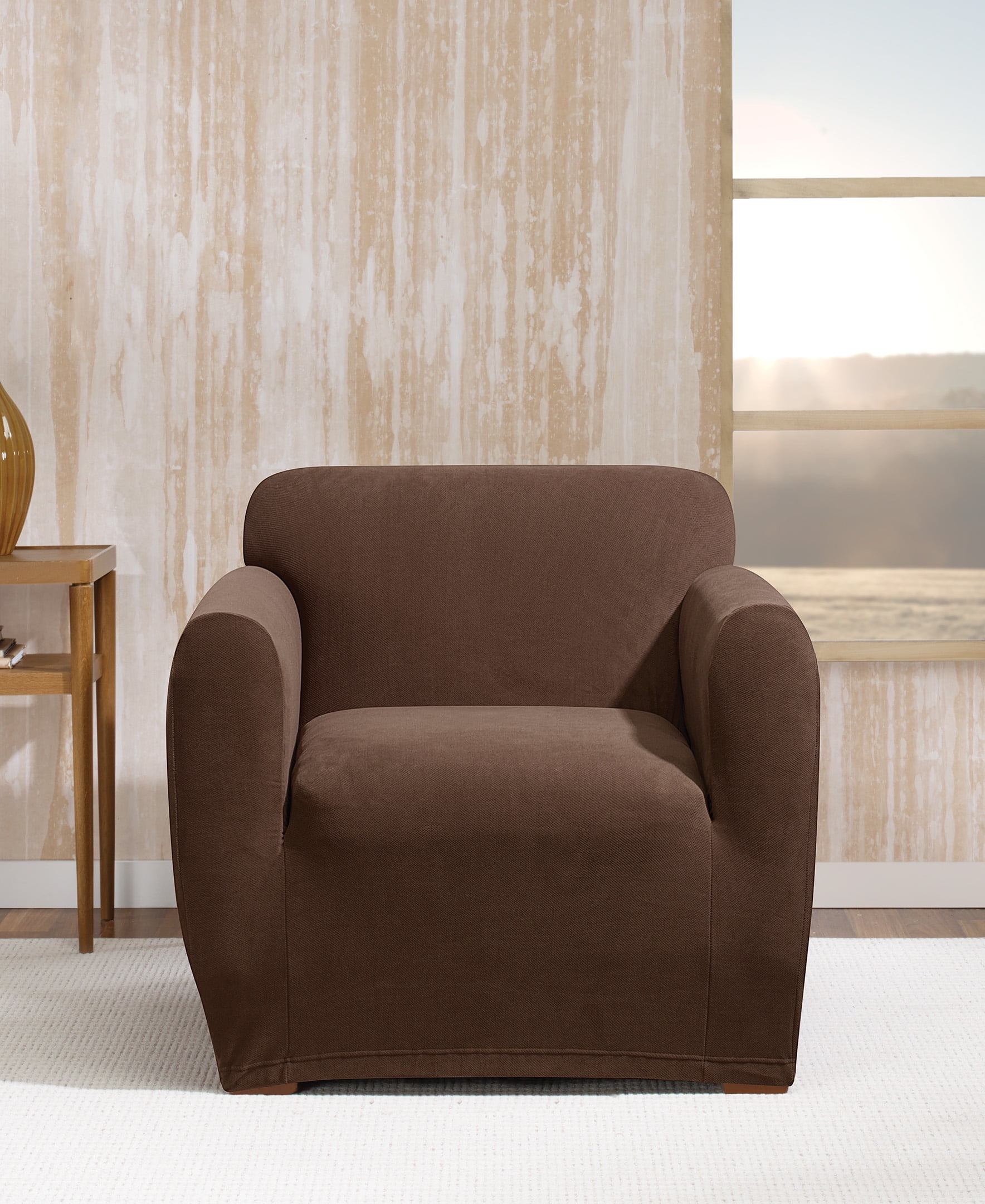 Chocolate Stretch Polyester Spandex Chair Slipcover