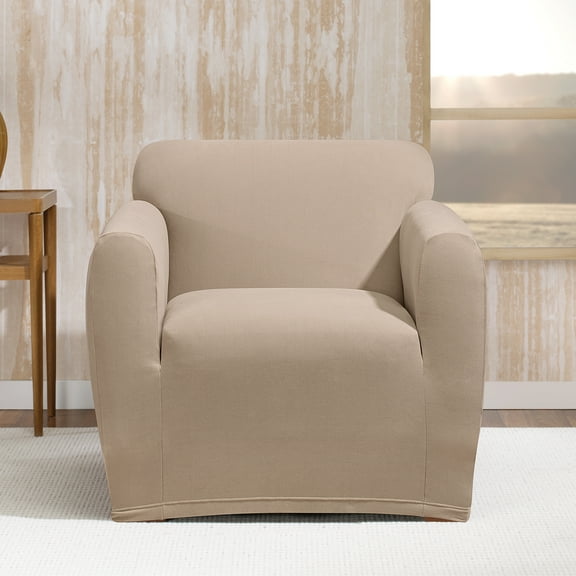 SureFit Stretch Morgan 1 Piece Chair Slipcover in Khaki