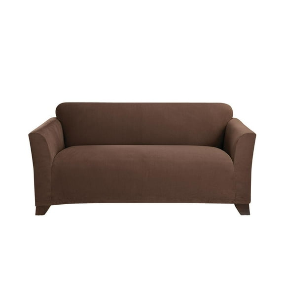 SureFit Stretch Morgan 1 Piece Loveseat Slipcover in Chocolate