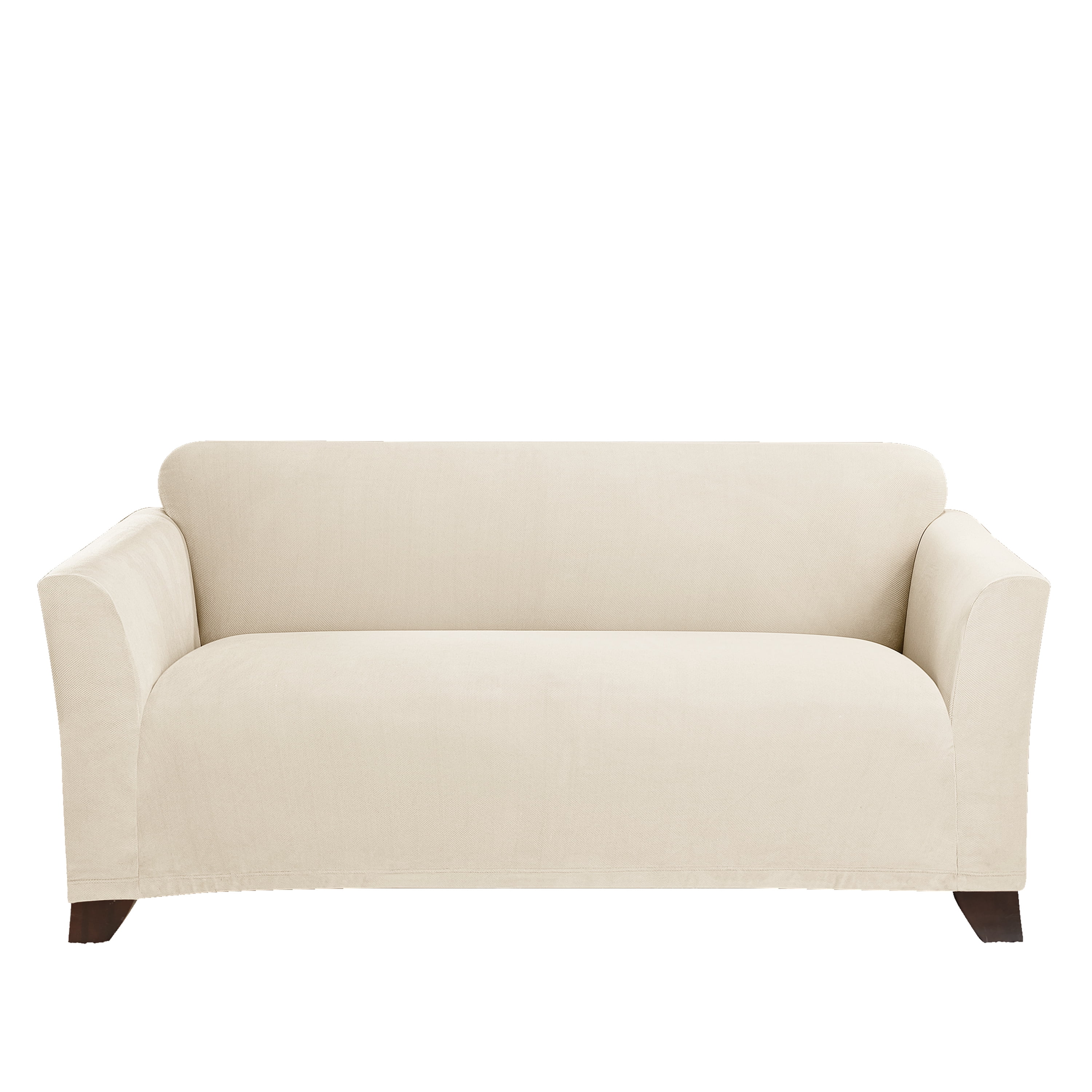 Ivory Polyester Spandex Stretch Loveseat Slipcover