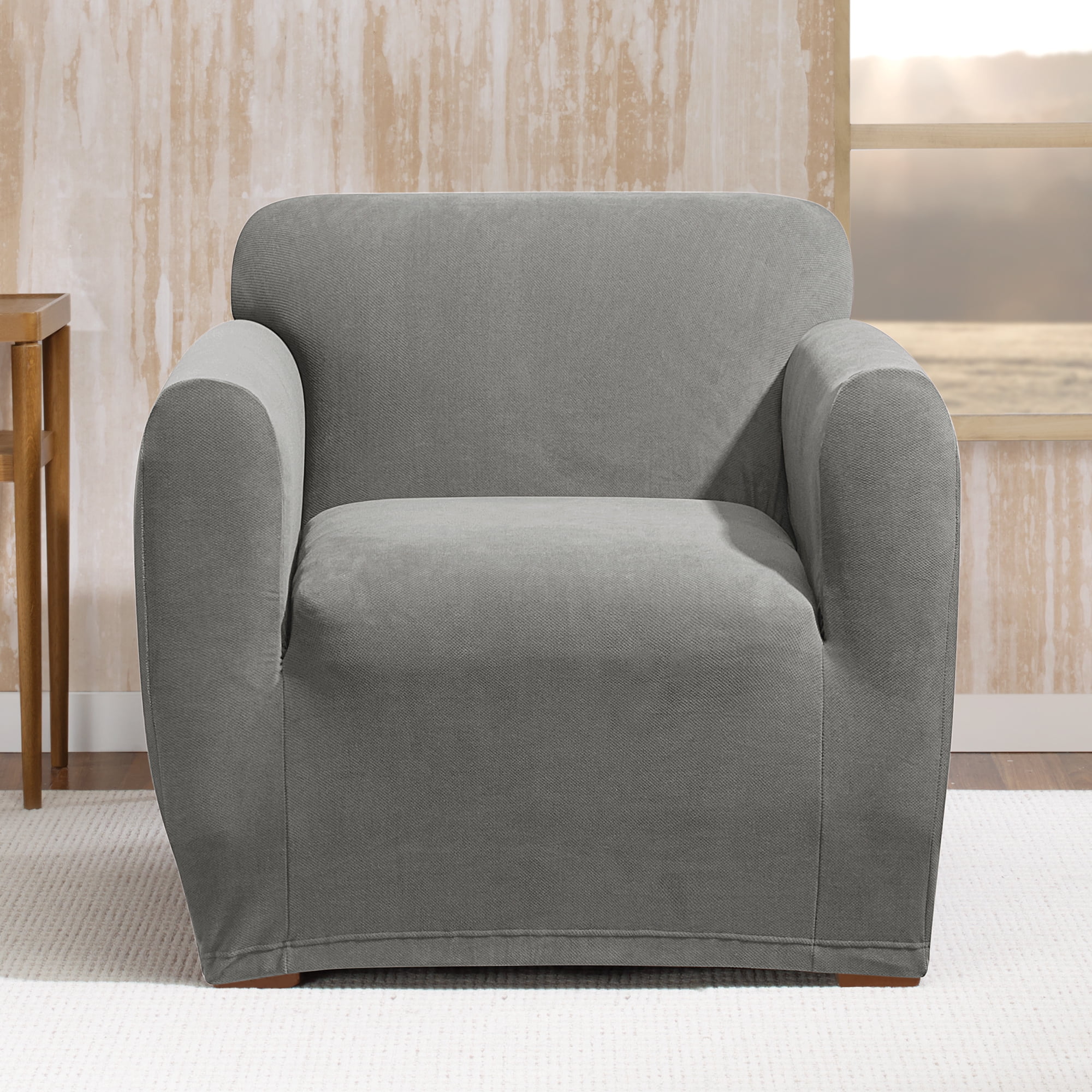 SureFit Stretch Morgan Modern Gray Chair Slipcover