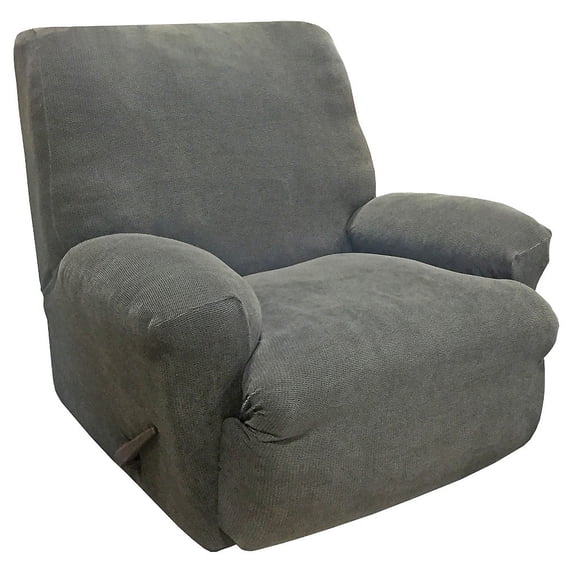 SureFit Stretch Oxford 1 Piece Recliner Slipcover, Stretch Recliner Cover, Machine Washable, Gray