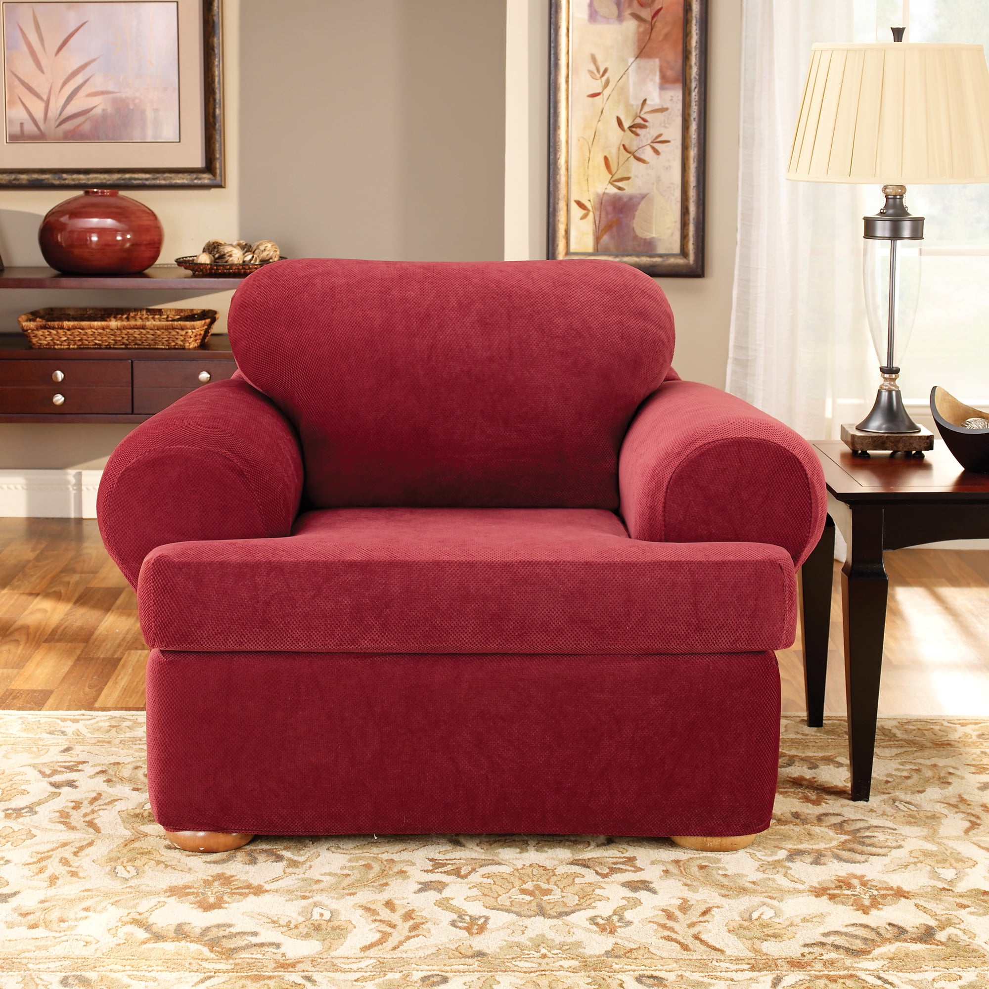 Garnet Polyester Blend T-Cushion Armchair Slipcover