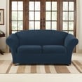 thumbnail image 1 of SureFit Stretch Pique Loveseat Slipcover, 3-Piece Loveseat Cover and Cushion Cover, Navy, 1 of 2