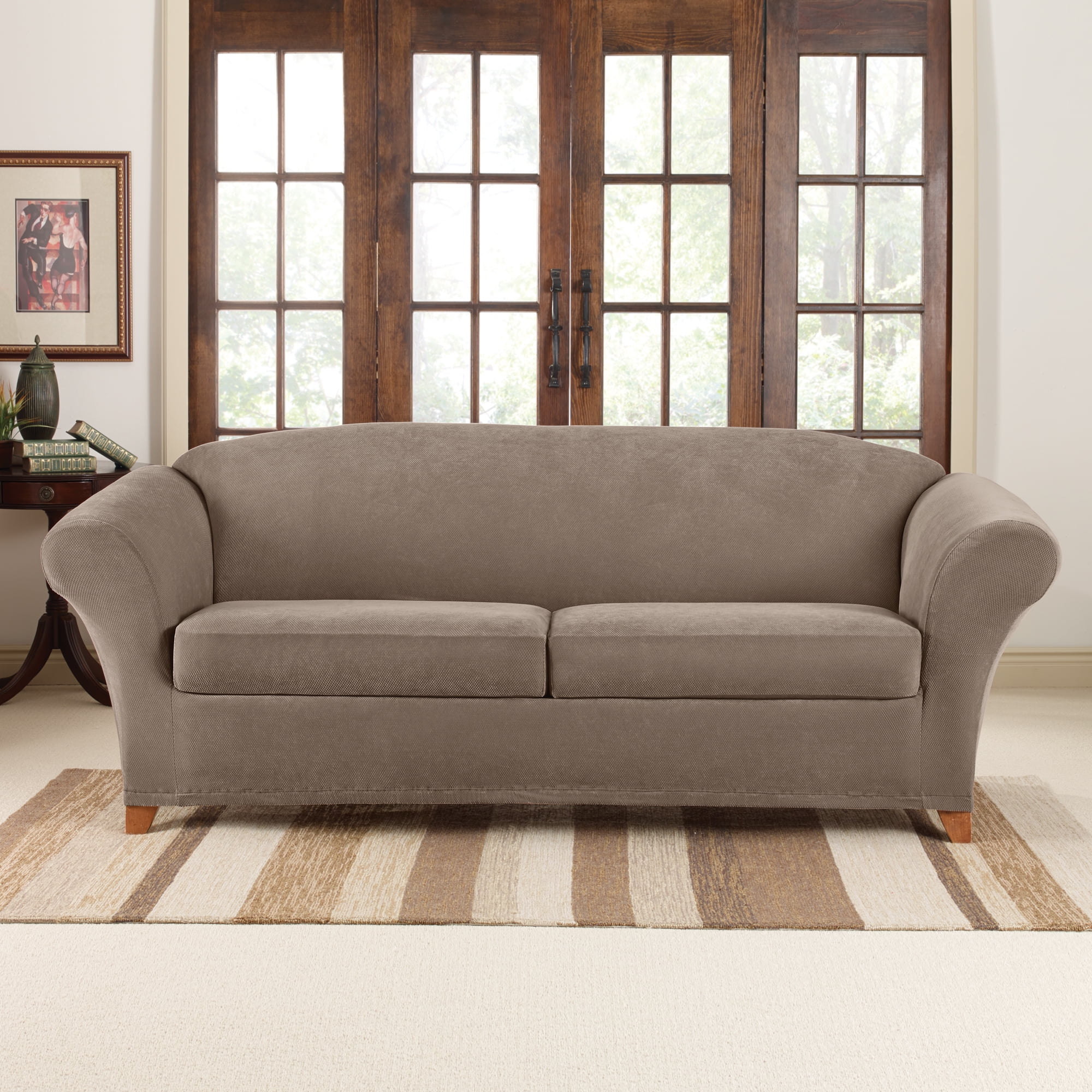 SureFit Stretch Pique ThreeSeat Sofa Slipcover, Fitted Design, Ultra