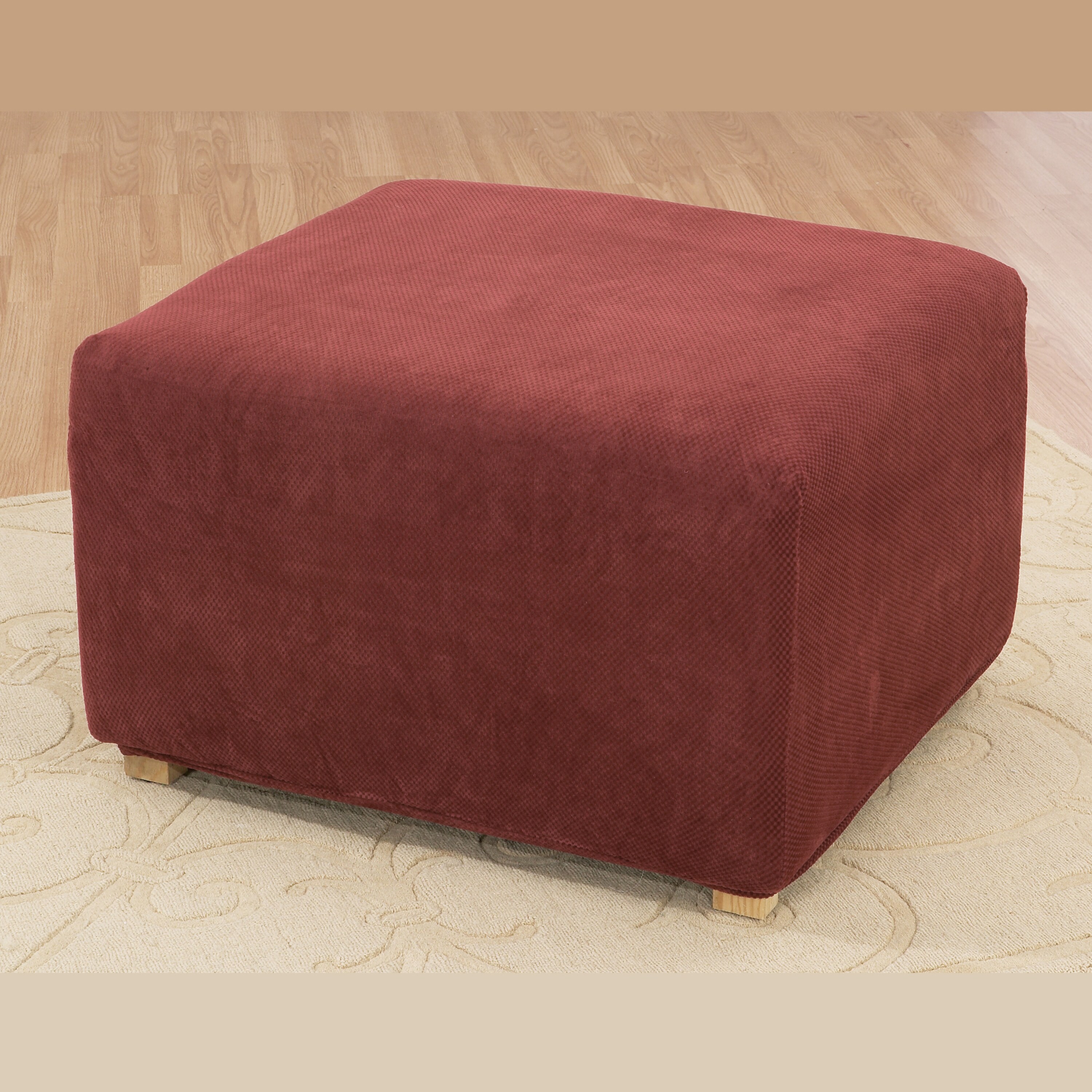 SureFit Stretch Pique Oversized Ottoman Slipcover