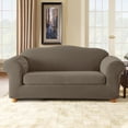 thumbnail image 1 of SureFit Stretch Pique Sofa Slipcover, Two-Piece Sofa Cover and Cushion Cover, Taupe, 1 of 2