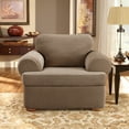 thumbnail image 1 of SureFit Stretch Pique T-Cushion Chair Covers, 3-Piece Chair Slipcover with T-Cushion Cover, Taupe, 1 of 2