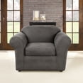 thumbnail image 1 of SureFit Ultimate Stretch Leather 2 Piece Chair Slipcover, Box Cushion Cover, Antiqued Slate, 1 of 2