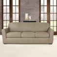 thumbnail image 1 of SureFit  Ultimate Stretch Leather 4 Piece Sofa Slipcover Rustic Birch, 1 of 2