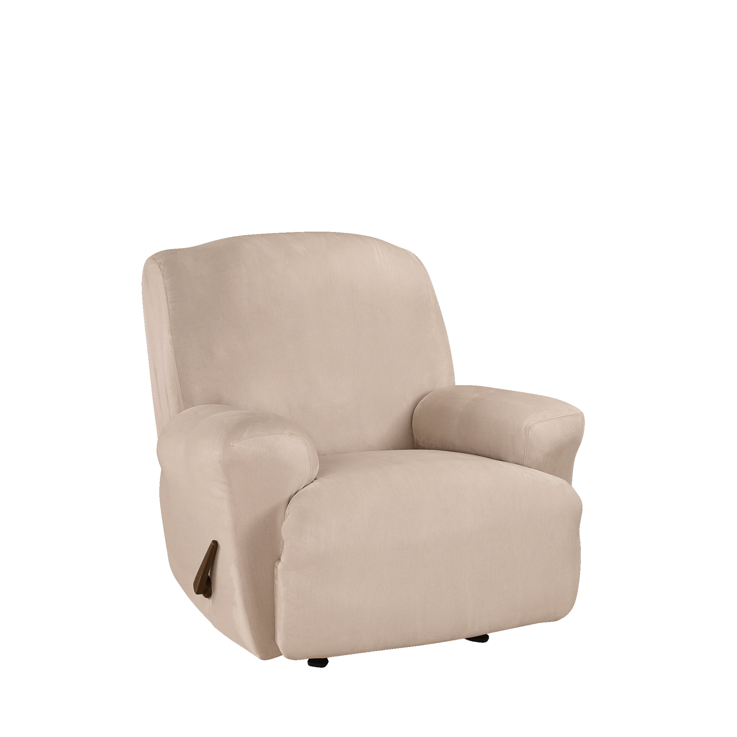 SureFit Ultimate Stretch Suede Recliner Chair Slipcover One Piece Cement Beige Recliner Chair Cover Walmart