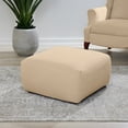 thumbnail image 1 of SureFit Ultimate Stretch Suede Square Ottoman Slipcover with Elastic Bottom, Single Cement Beige Ottoman Cover, 1 of 1