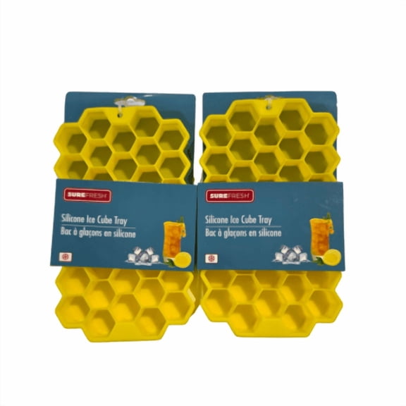 SureFresh Silicone Ice Cube Trays, Honeycomb Hexagon Ice Molds, 2-Pack, Yellow