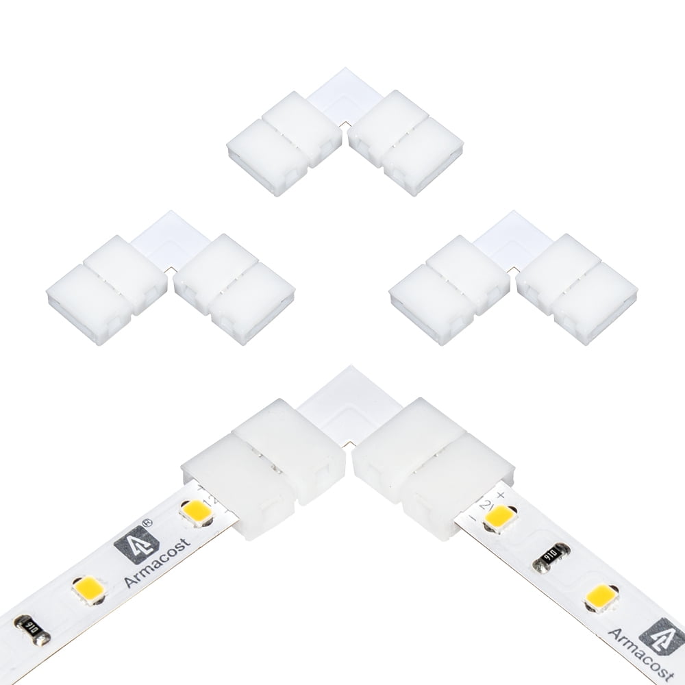 Compact White LED Tape Light Corner Connectors - 4 Pack
