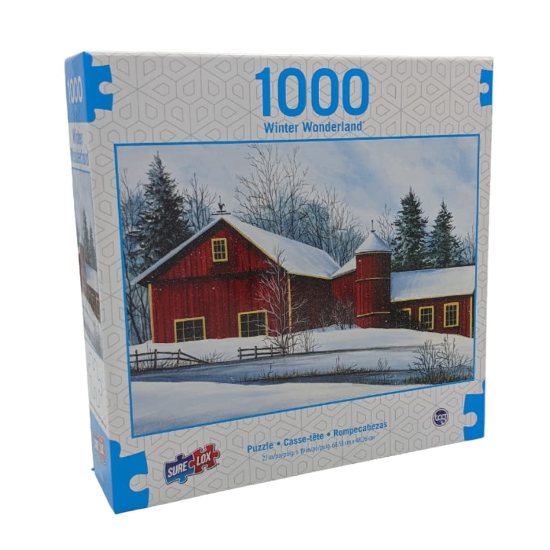 SureLox 1000 Piece Winter Wonderland Puzzle - Red Barn