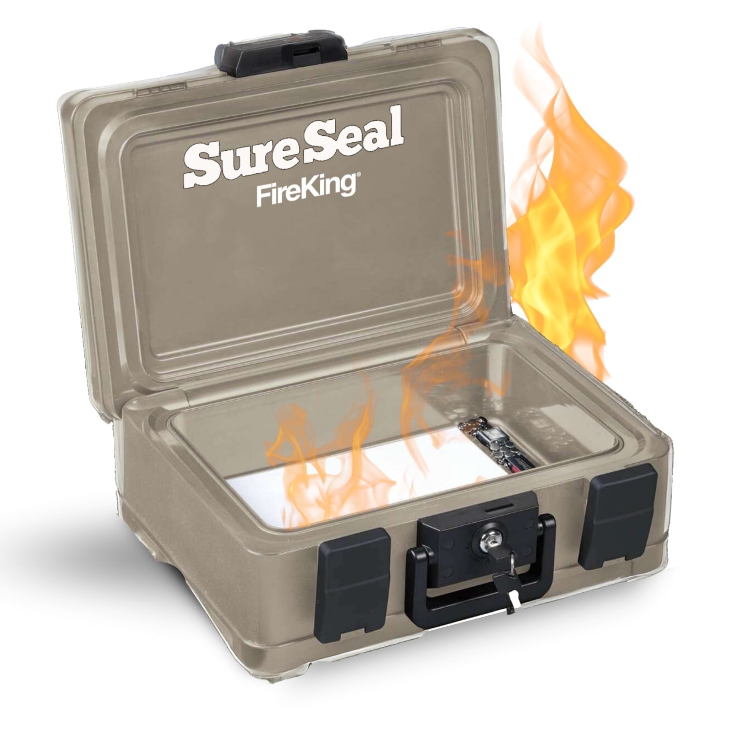Taupe Fireproof and Waterproof Key Lock Storage Box