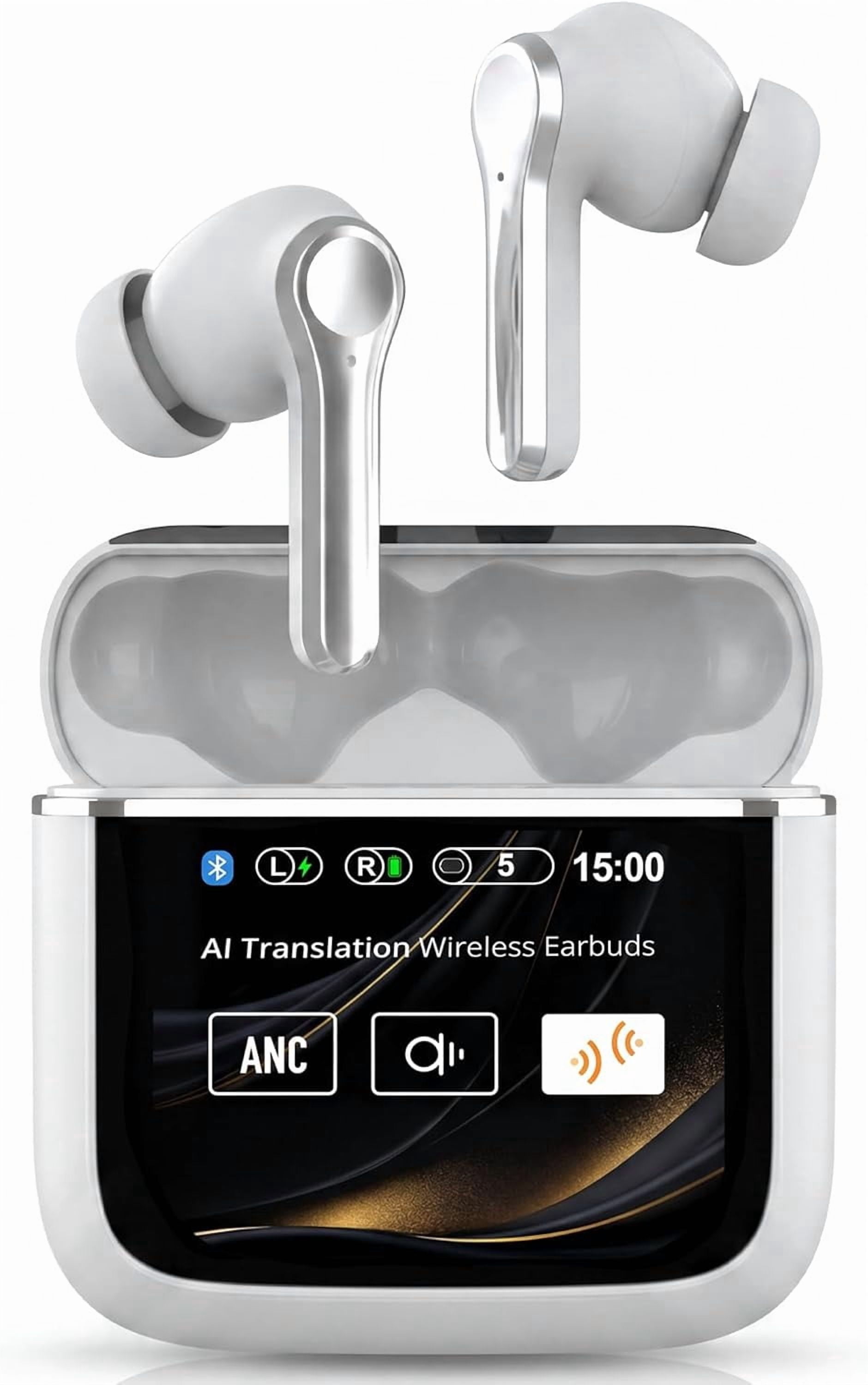 SureTech ANC/ENC Wireless Earbuds - 60 Hours Battery Life, AI Translation, Bluetooth 6.0, Touch Control, Waterproof, Charging Case with Silicone Tips