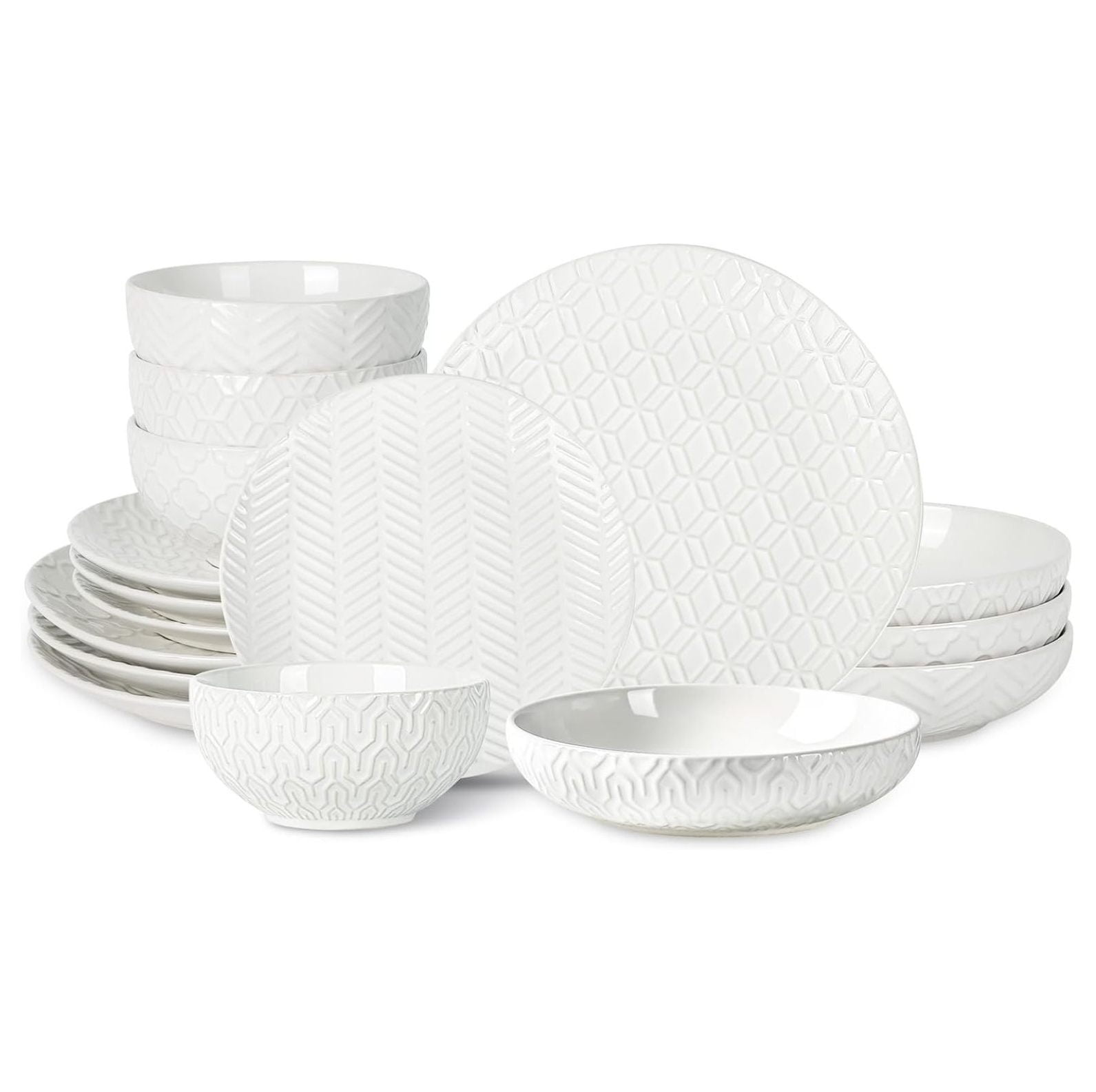 Sureasy Dinnerware Sets 16Piece, Ceramic Plates and Bowls Set, Kitchen