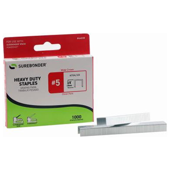 Surebonder 44038 #5 Staples, 1/2 In. Crown, 3/8 In. Long, 1,000-Pk. - Quantity 5