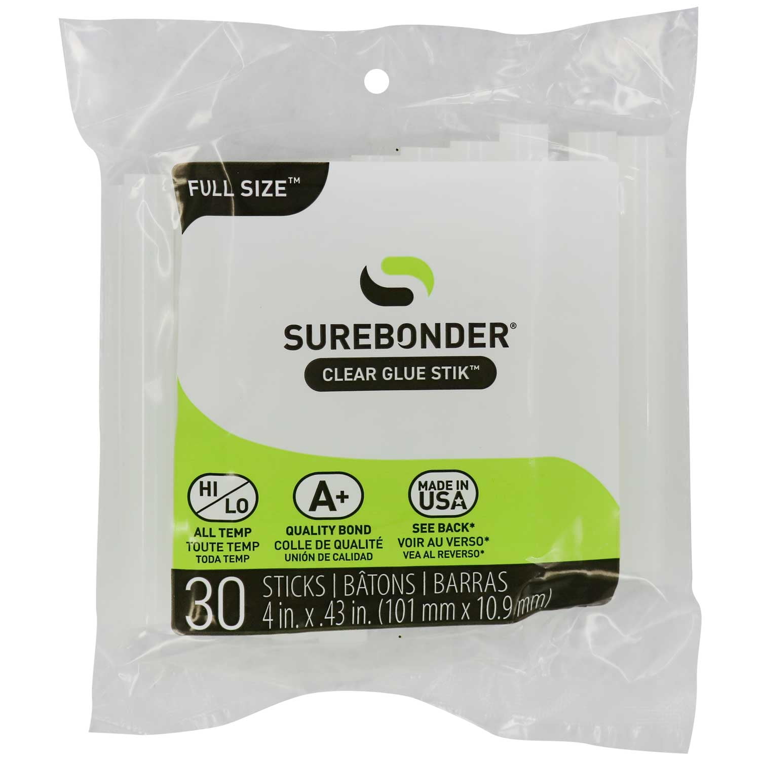 Surebonder All Purpose Clear 4-inch Full Size Hot Glue Sticks - 30 Pack ...