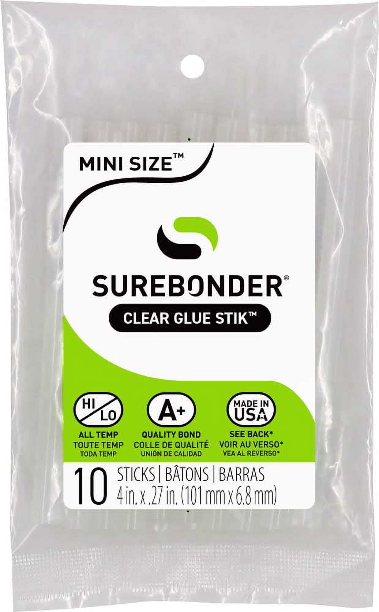 Surebonder All Purpose Clear 4-inch Mini Size Hot Glue Sticks - 10 Pack