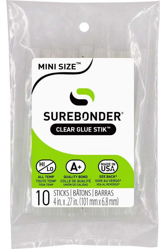 All Purpose Clear 4-inch Mini Size Hot Glue Sticks - 10 Pack