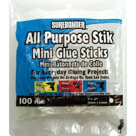 Surebonder All Purpose Dual Temp Mini Size Clear 4-inch Hot Glue Sticks - 100 Pack