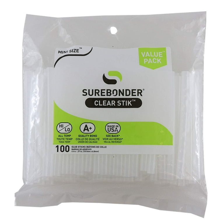 Surebonder DT-100 Made in the USA All Purpose Stik-Mini Glue Sticks-All  Temperature-5/16D, 4L Hot Melt Glue Sticks-100/ Pack 