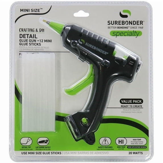 Surebonder H-195FKITW-N 20 Watt Mini Size High Temp Detail Tip Glue Gun Kit-12 Glue Sticks Included - 3 Pack
