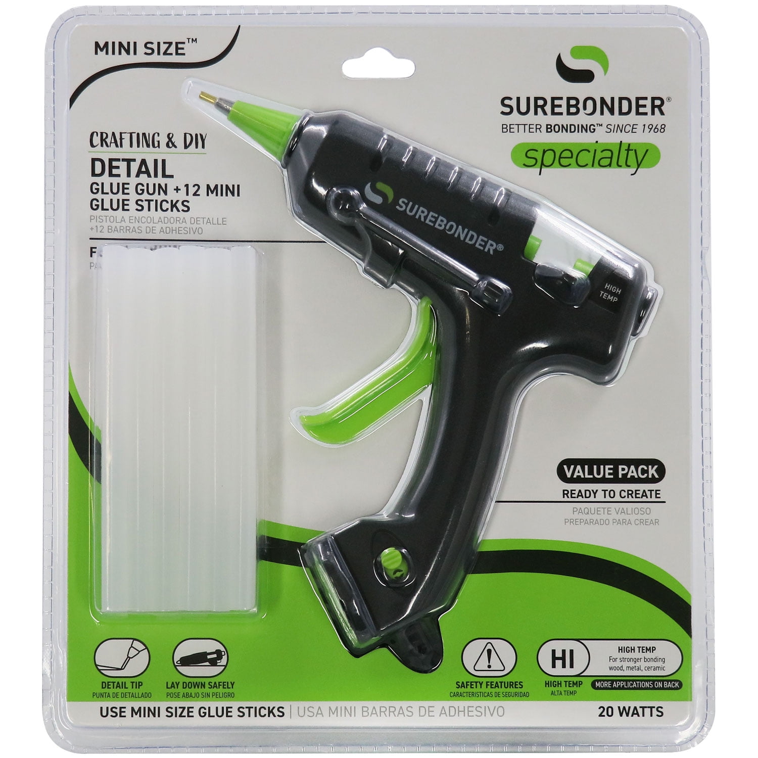 Surebonder H-195FKITW-N 20 Watt Mini Size High Temp Detail Tip Glue Gun  Kit-12 Glue Sticks Included 